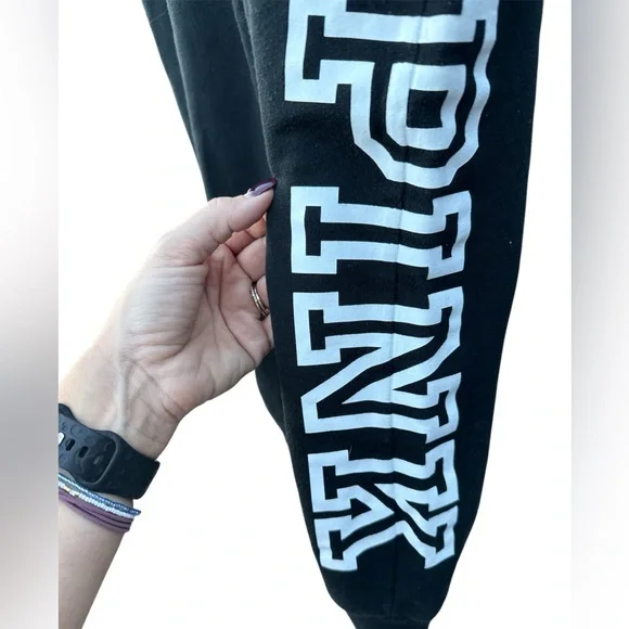 PINK Victoria's Secret Black Women’s Joggers Size Medium - Picture 4 of 4